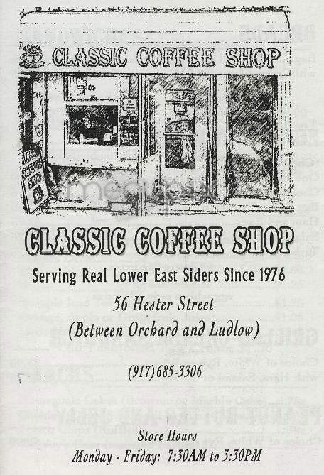Classic Coffee Shop - New York, NY menu_pic