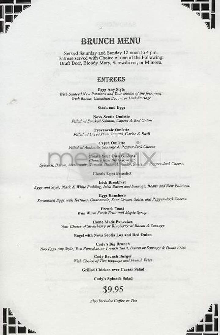 Cody's Bar & Grill - New York, NY menu_pic