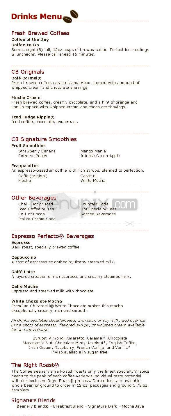 Coffee Beanery - Jersey City, NJ menu_pic