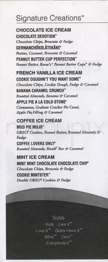 Cold Stone Creamery - Hoboken, NJ menu_pic
