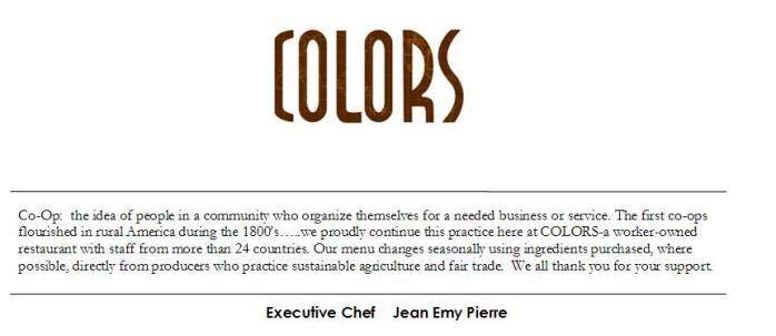 Colors - New York City, NY menu_pic