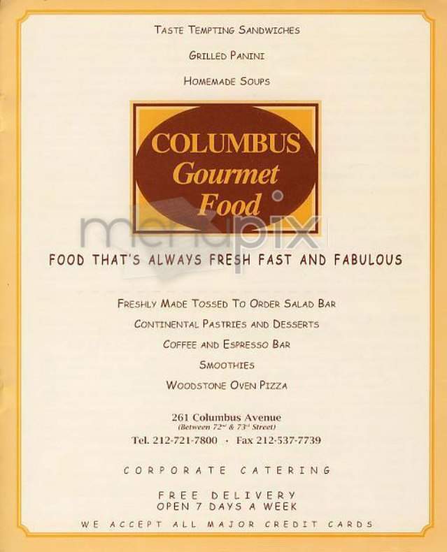 Columbus Gourmet Food - New York, NY menu_pic