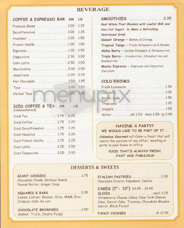Columbus Gourmet Food - New York, NY menu_pic