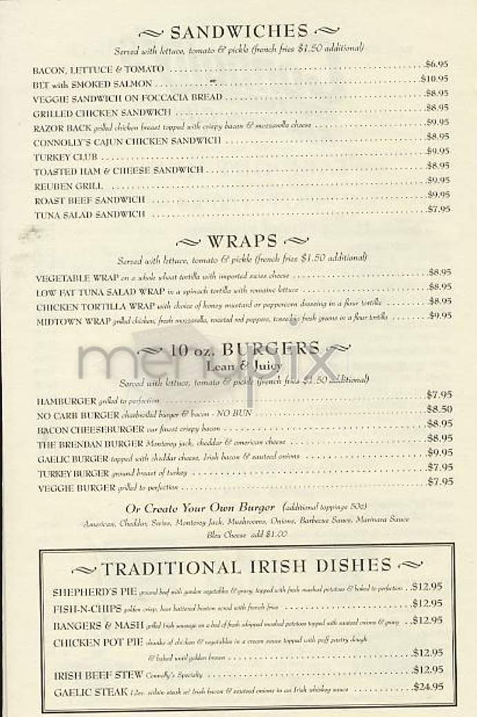 Connolly's Pub & Restaurant - New York, NY menu_pic
