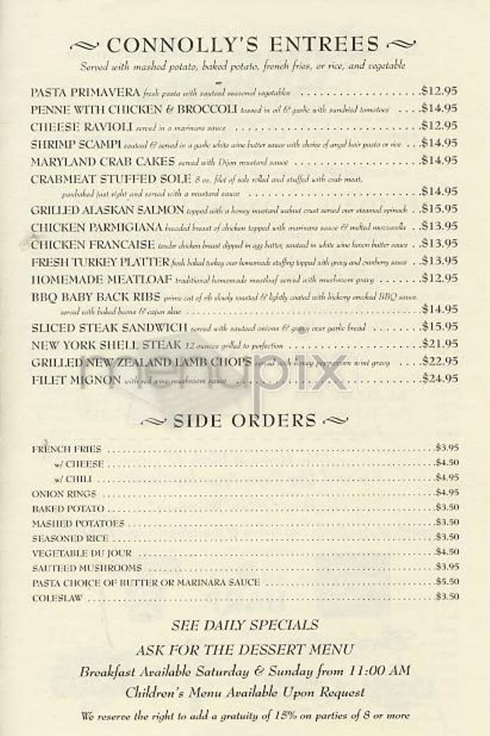 Connolly's Pub & Restaurant - New York, NY menu_pic