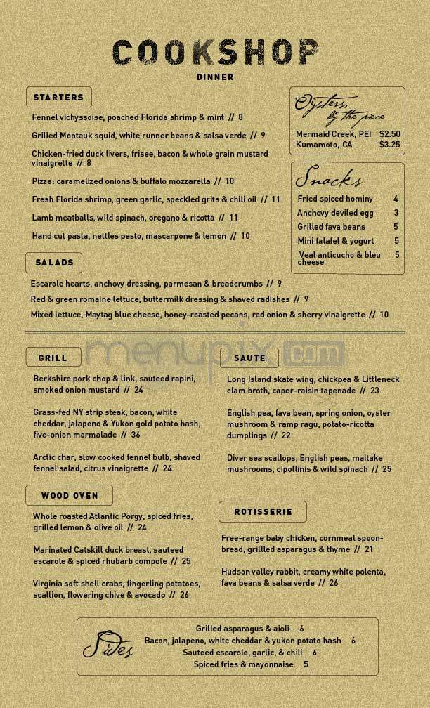 Cookshop - New York, NY menu_pic