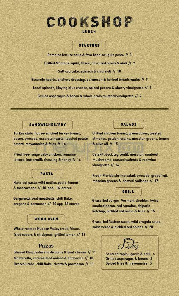 Cookshop - New York, NY menu_pic