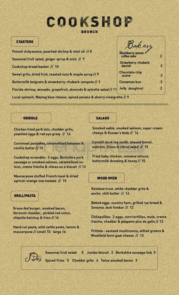 Cookshop - New York, NY menu_pic