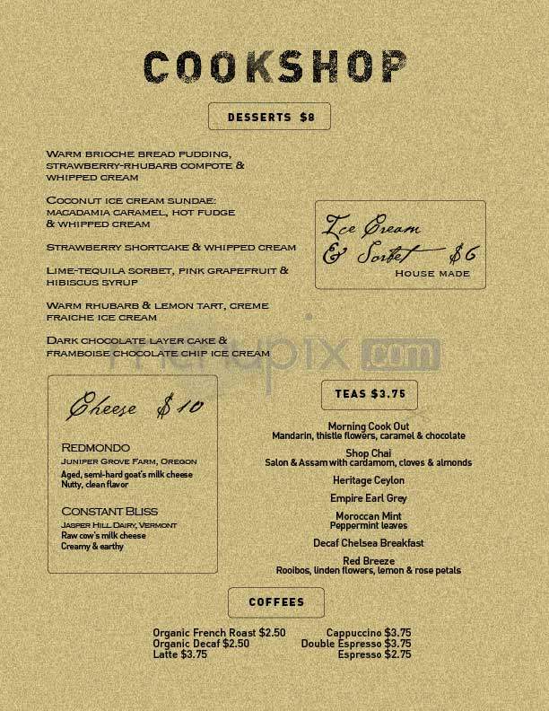 Cookshop - New York, NY menu_pic