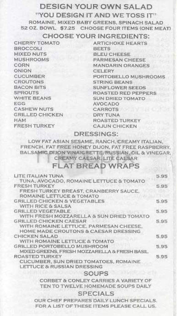 Corbet & Conley - New York, NY menu_pic