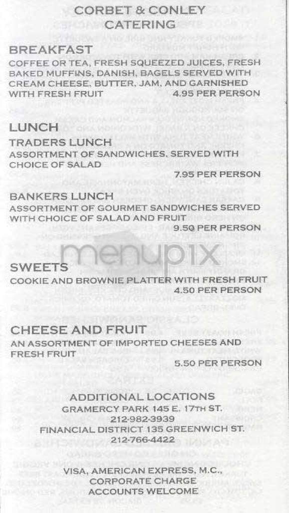 Corbet & Conley - New York, NY menu_pic