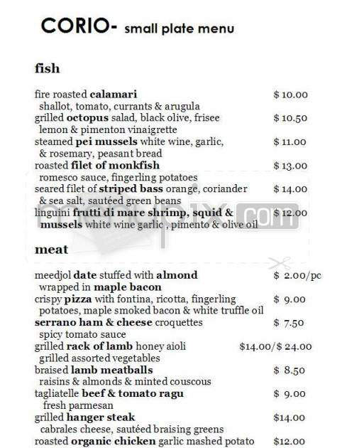 Corio Restaurant & Lounge - New York, NY menu_pic
