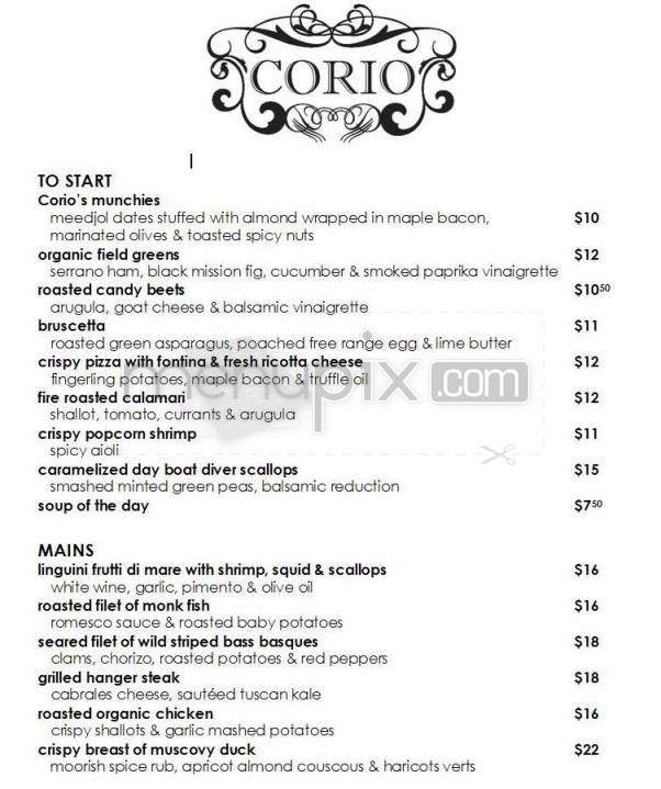 Corio Restaurant & Lounge - New York, NY menu_pic