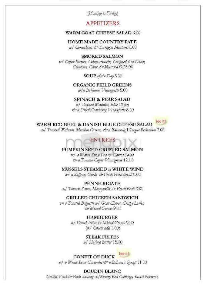 Cornelia Street Cafe - New York, NY menu_pic