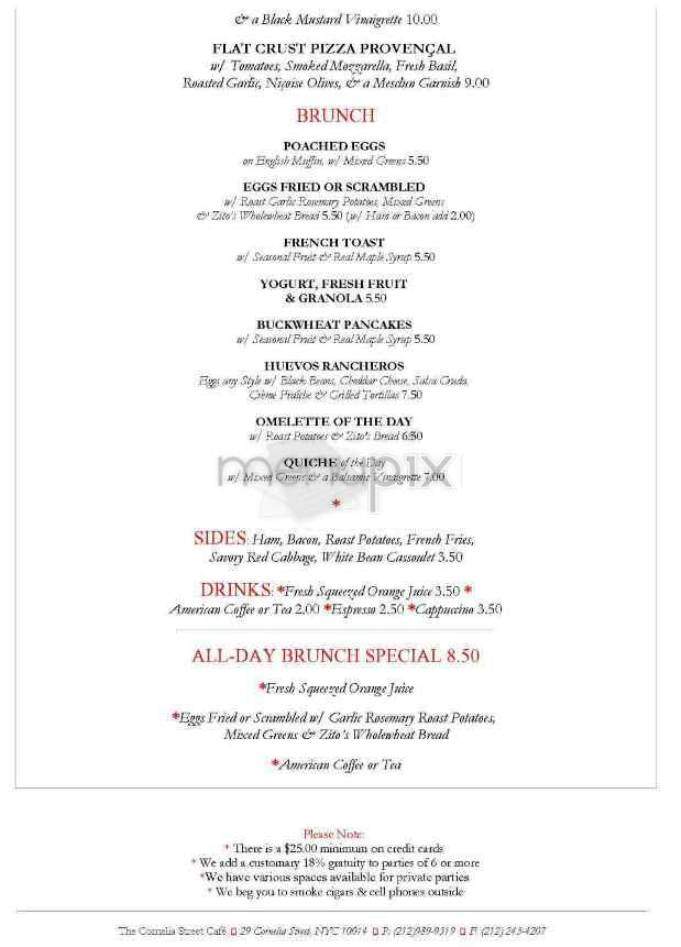 Cornelia Street Cafe - New York, NY menu_pic