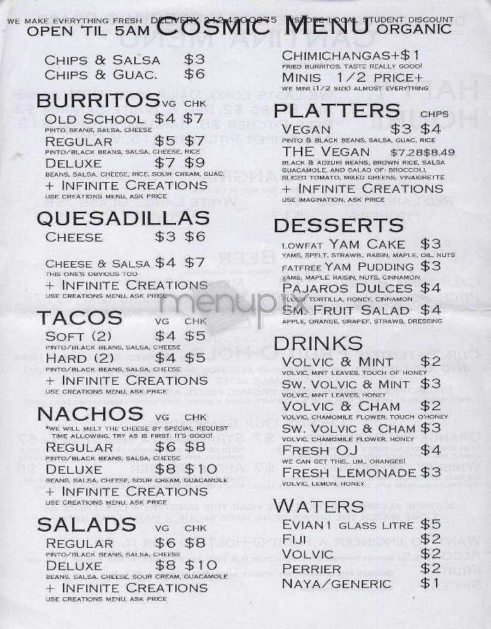Cosmic Cantina - New York, NY menu_pic