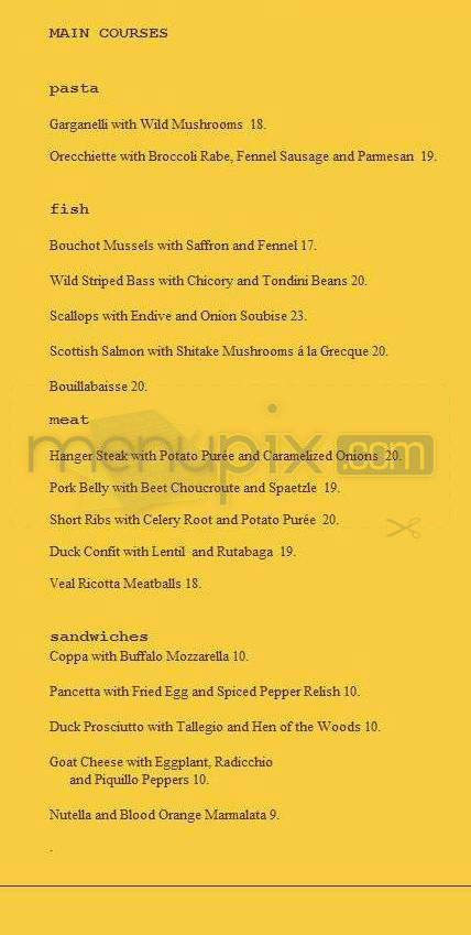 Craftbar - New York, NY menu_pic