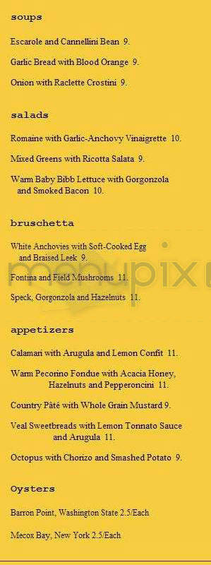 Craftbar - New York, NY menu_pic