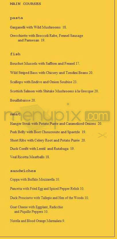 Craftbar - New York, NY menu_pic