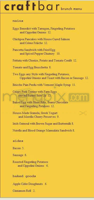 Craftbar - New York, NY menu_pic