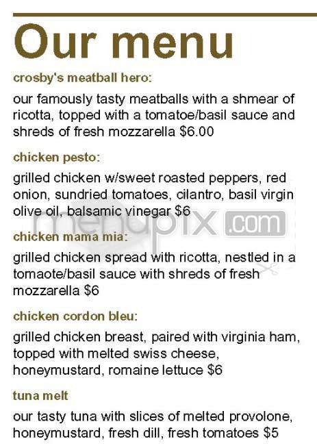 Crosby Connection - New York, NY menu_pic