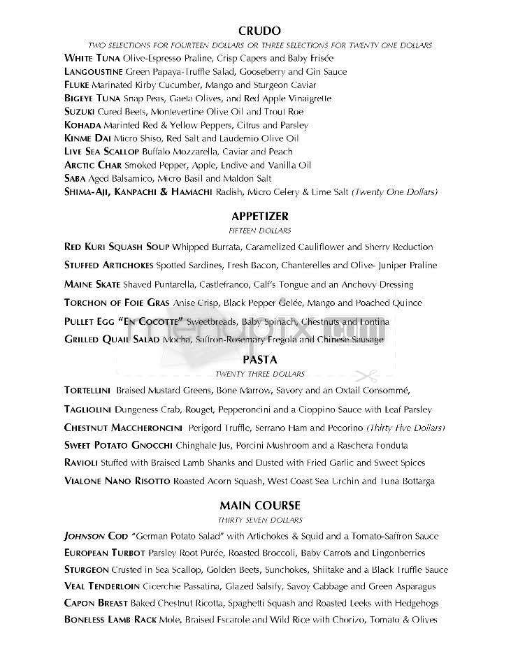 Cru - New York, NY menu_pic