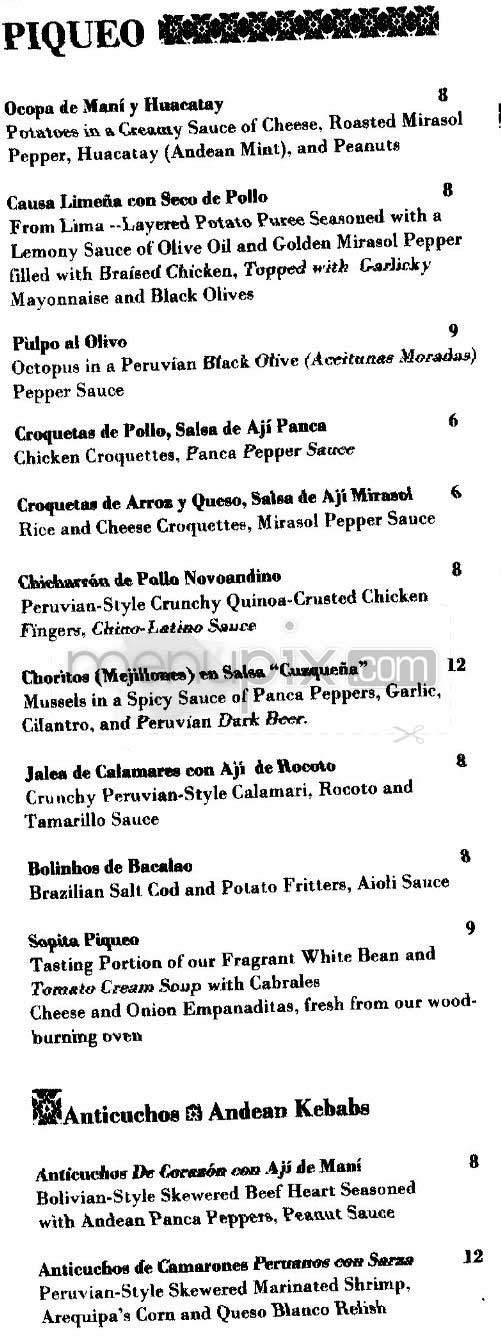 Cucharamama - Hoboken, NJ menu_pic