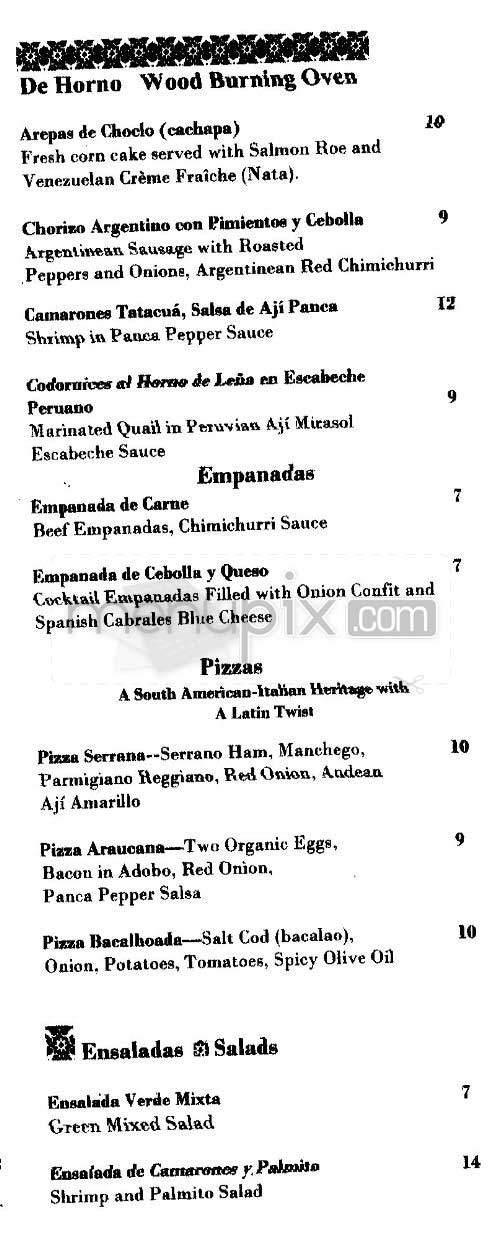 Cucharamama - Hoboken, NJ menu_pic