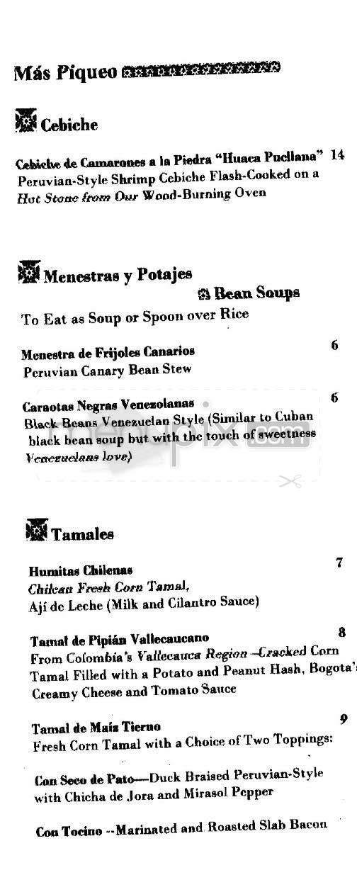Cucharamama - Hoboken, NJ menu_pic