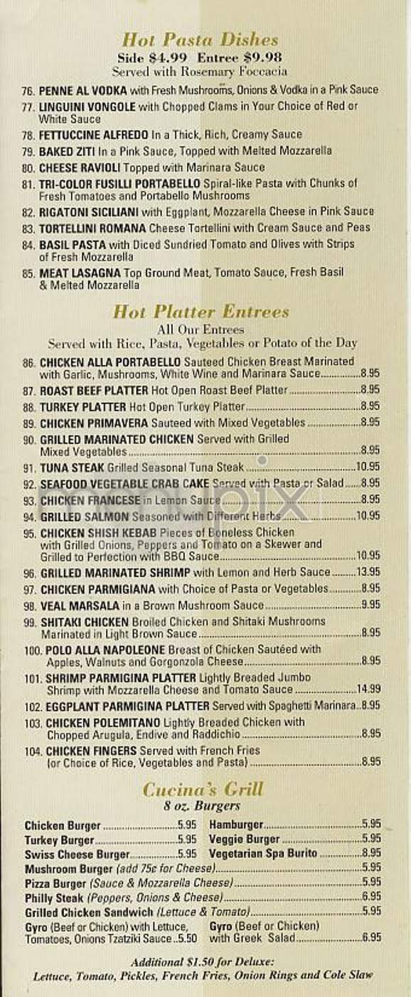 Cucina Gourmet - New York, NY menu_pic