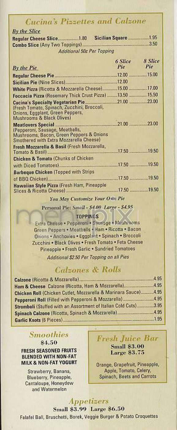Cucina Gourmet - New York, NY menu_pic