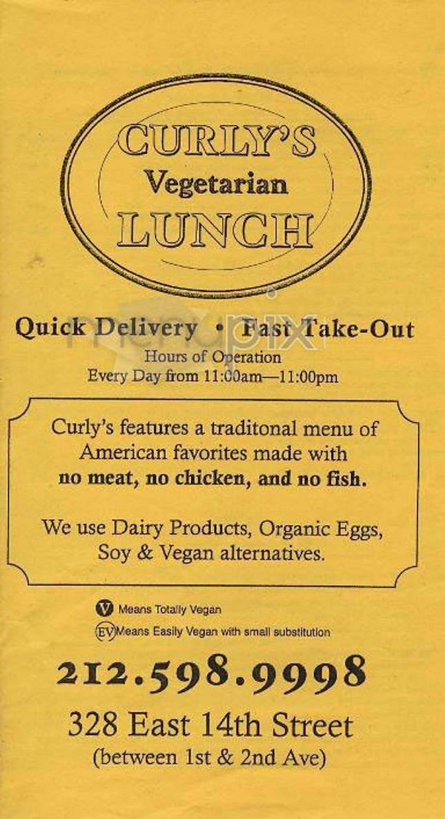 Curly's - New York, NY menu_pic