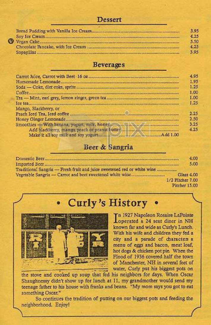 Curly's - New York, NY menu_pic