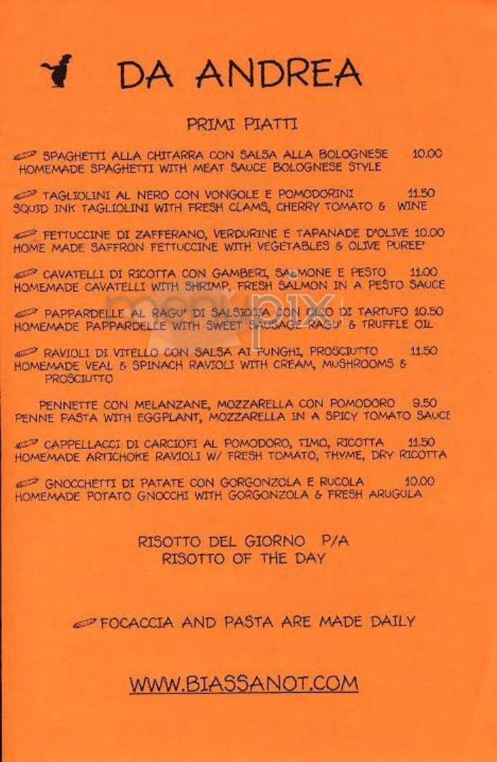 Da Andrea - New York, NY menu_pic