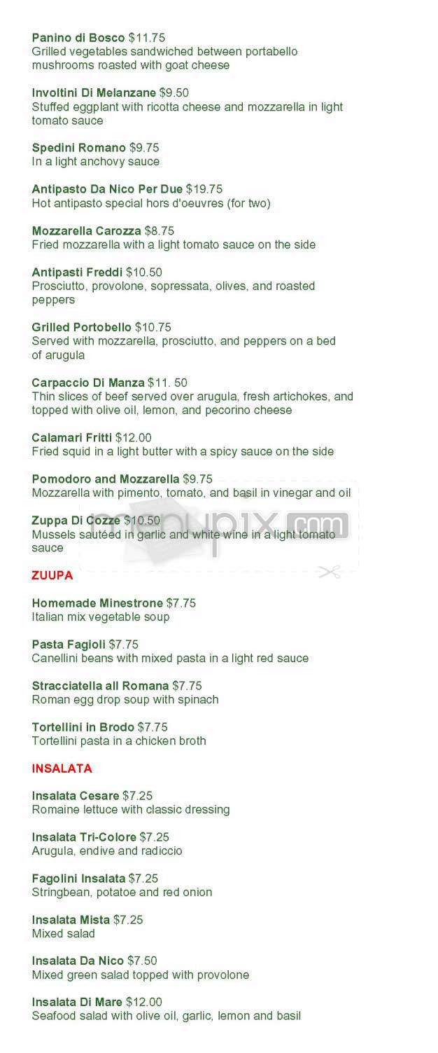 Da Nico - New York, NY menu_pic