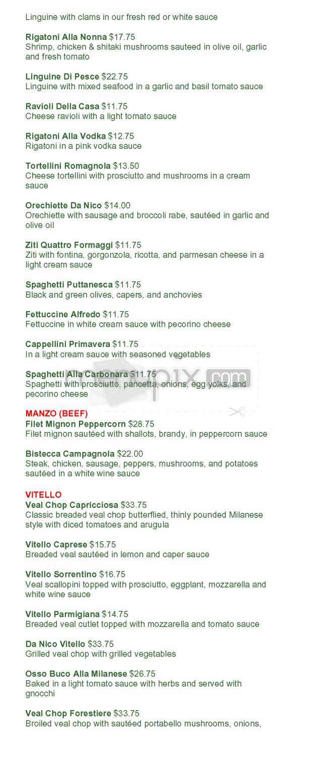 Da Nico - New York, NY menu_pic