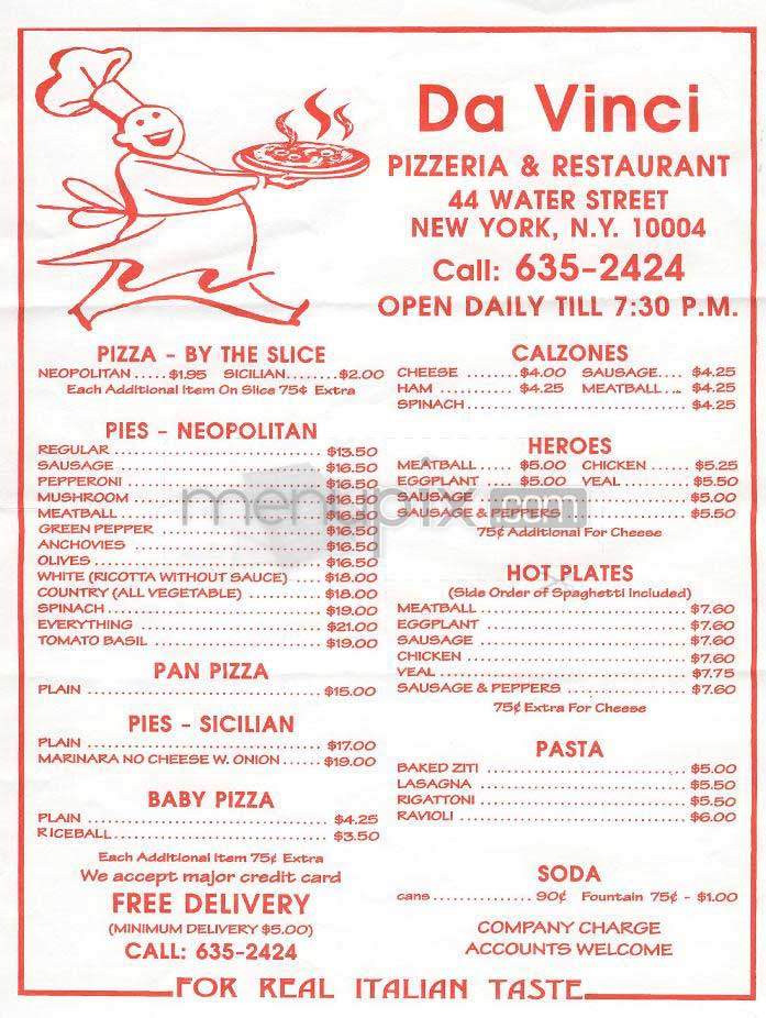 Da Vinci - New York, NY menu_pic