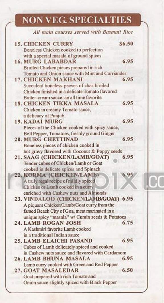 Darbar East - New York, NY menu_pic
