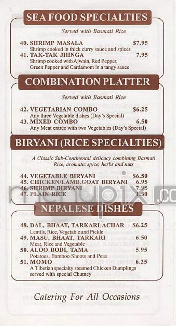 Darbar East - New York, NY menu_pic