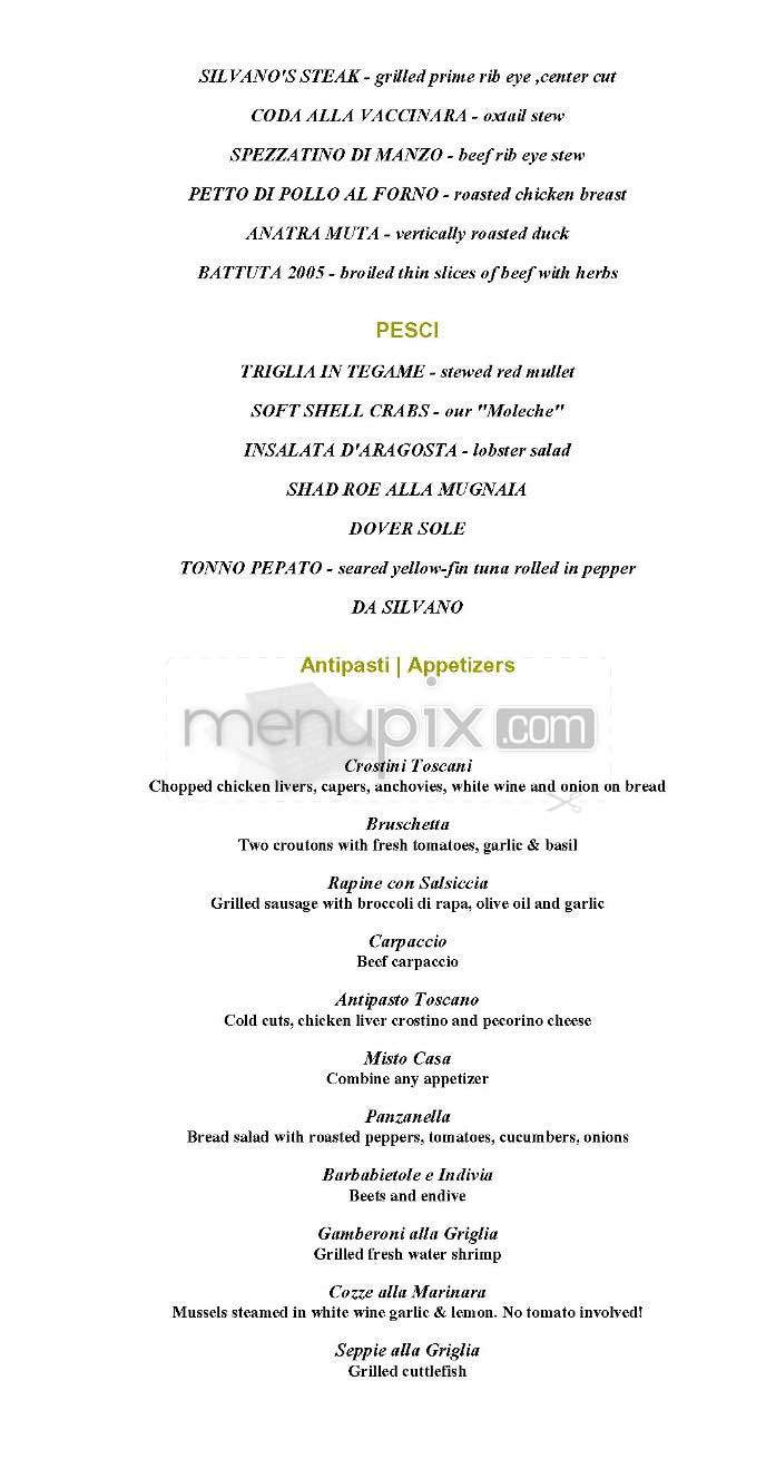 Da Silvano - New York, NY menu_pic