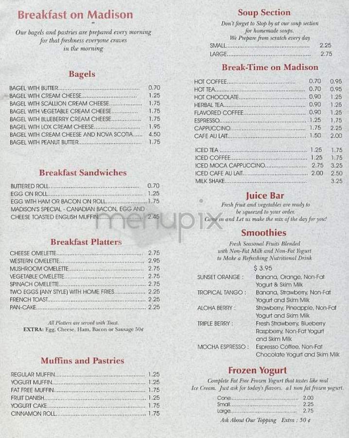 Deli On Madison - New York, NY menu_pic