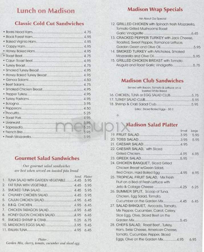 Deli On Madison - New York, NY menu_pic