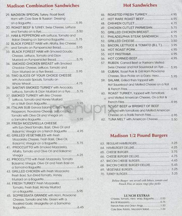 Deli On Madison - New York, NY menu_pic