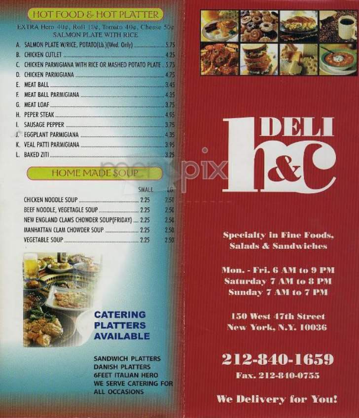 Deli H & C - New York, NY menu_pic