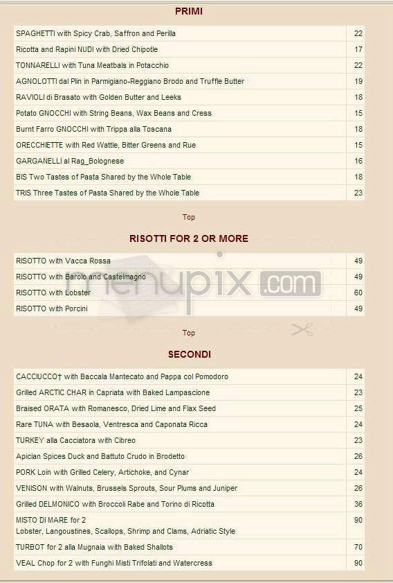 Del Posto - New York, NY menu_pic
