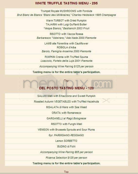 Del Posto - New York, NY menu_pic