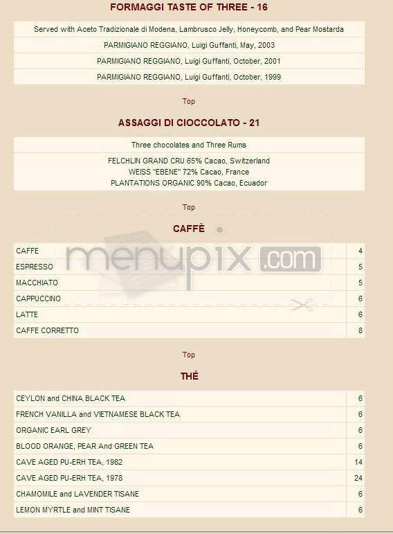 Del Posto - New York, NY menu_pic