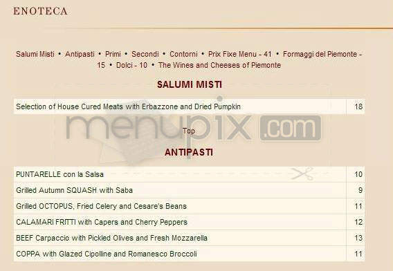 Del Posto - New York, NY menu_pic