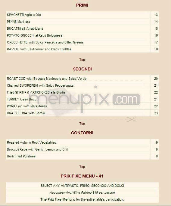 Del Posto - New York, NY menu_pic