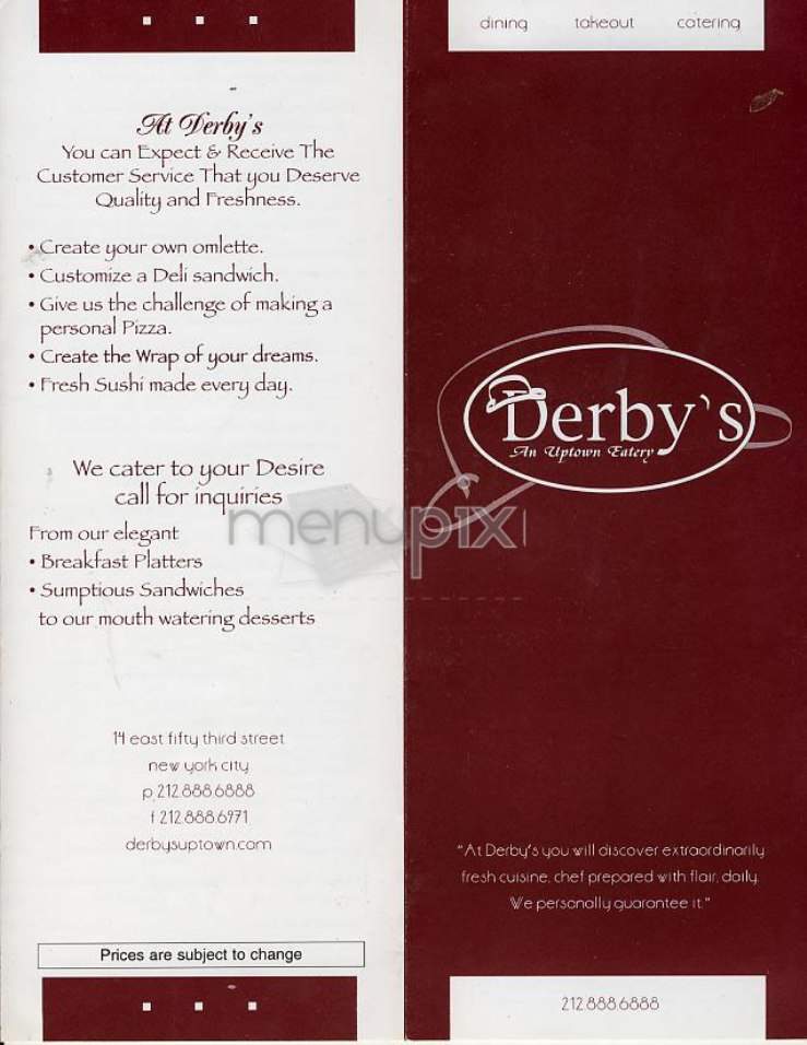 Derby's - New York, NY menu_pic